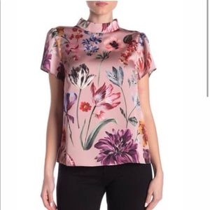 J. Crew High Neck Blouse Floral